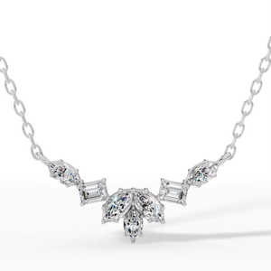 14K Gold Fancy Leaf Lab Grown Diamond <b>Pendant</b> Necklace | <b>Emerald</b> Marquise Cut | Certified Luxury Fine Jewelry Women's Wedding - Product Image 4