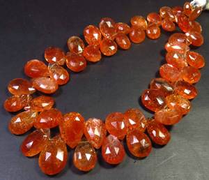 Cuentas de Piedra Solar Confeti Arcoíris Natural, Hilo de 8.5 Pulgadas, Forma de Pera, Facetadas, Grado Superior, Naranja, 8-15mm, Para Creación de Joyas - Product Image 1