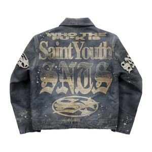 Chaqueta de Mezclilla para Hombre, Estilo Streetwear, Fabricación OEM, Parche Personalizado con Logotipo Bordado, Diseño Desgastado y Rasgado, Tela de Algodón y Lona - Product Image 2
