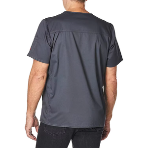 Ensemble d'uniformes médicaux personnalisés pour hommes, col en V, confortables et respirants, en tissu tissé 100% coton, avec détection par radiofréquence - Product Image 3
