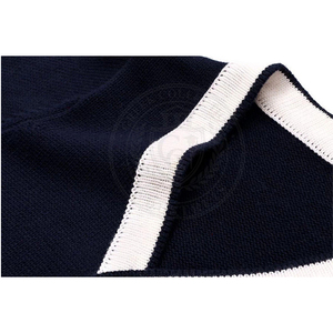 Cardigan en acrylique tricoté bleu marine pour homme, avec broderie rayée rouge et blanche, logo lettre grecque, manches longues, boutons sur le devant, pull pour homme et femme - Product Image 6