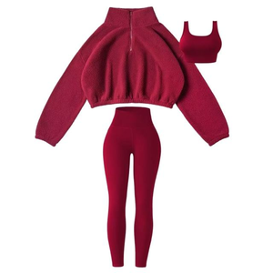 Sports Wear New Quick Dry Sportswear Leggings Bra Set Without Pads Warm Pullover Long Sleeve Tracksuits 3pcs Yoga Set - Product Image 6