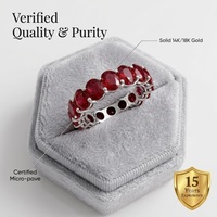 Prix d'usine Bague de mariage et d'éternité complète en or massif 18 carats avec rubis naturel taille ovale pour les fêtes et la personnalisation des marques e-commerce