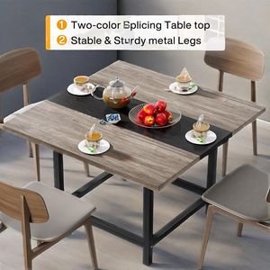 Tavolo da pranzo per 4 persone 39.4 \ "x 39.4 \" x 29.5 \ "tavolo quadrato in legno - Product Image 5