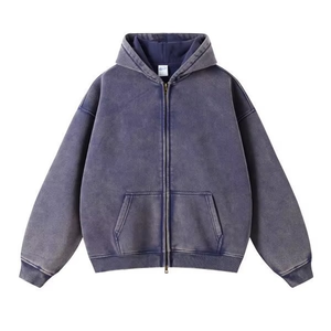 Sweat-shirts à capuche zippés personnalisés pour hommes, en polaire, grandes tailles, vierges, épais et lourds - Product Image 2