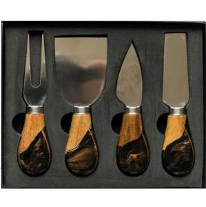 Ensemble de couverts décoratifs pour fromage et pain au design traditionnel avec manche en bois et résine, article de cuisine pour hôtel et maison - Product Image 1