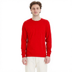 T-shirt à manches longues pour homme, noir, 100% coton jersey, coupe classique, couleur unie, tricoté, col rond - Product Image 4