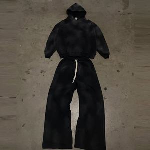 Ensemble de survêtement vintage en coton délavé pour homme, 2 pièces, avec sweat à capuche - Product Image 1