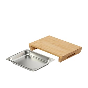 Tabla de cortar de madera hecha a mano con borde de incrustaciones florales en esmalte, un encantador equilibrio entre la simplicidad rústica y la artesanía. - Product Image 4