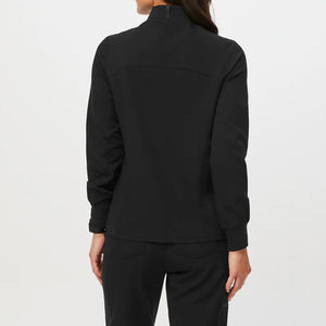 Blouse médicale classique pour femme, anti-plis, avec poignets côtelés, noire, pour le travail en milieu hospitalier, à prix abordable - Product Image 5