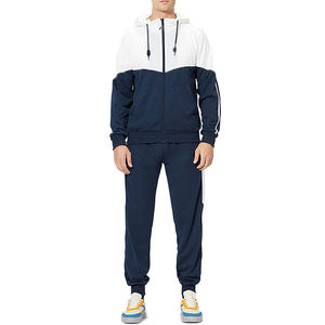 Ensemble de survêtement unisexe à capuche, color block, fermeture éclair intégrale, décontracté, respirant, polyester et coton, automne, coupe classique pour adulte - Product Image 5