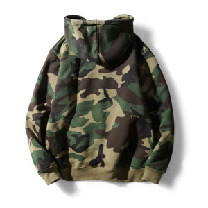Sweat-shirts à capuche amples en molleton brossé mélange coton-polyester pour hommes, avec logo personnalisé, motif camouflage, vente en gros - Product Image 2
