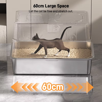 Bac à litière pour chat en acier inoxydable, forme carrée, design fermé, espace intérieur de 85 L, écologique, grande capacité, facile à nettoyer, Arenero Para