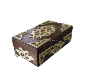 Natural <b>Wooden</b> Hand Carved Storage and Jewelry Box Sustainable Square - Product Image 2