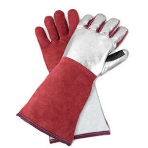 Aluminized Cowhide Split Leather Safety Gloves <b>Fire</b> Retardant Heat Resistant Welding Hand Protection Industrial and Household - Product Image 3