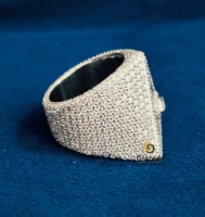 Anillo de Hip Hop con Triángulo Illuminati Totalmente Cubierto de Diamantes, Oro Sólido de 14K, con Moissanita de Alta Calidad de 20g, Corte Brillante Redondo y Claridad VVS