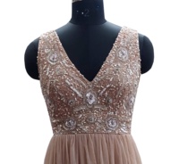 Robe de soirée élégante vintage faite à la main, longue jusqu'au sol, pour mariages, soirées dansantes, broderie, paillettes, perles, personnalisable