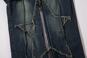 Pantalones Cargo de Mezclilla de Cintura Alta con Bordes Deshilachados, Estilo Urbano Holgado, Largos, de Color Sólido y Cierre de Botones - Product Image 6