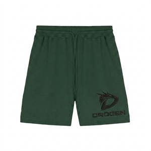 Pantalones Cortos Deportivos DROGEN para Hombre, Color Verde Sólido, 100% Algodón, Malla Transpirable, Cintura Elástica, Casuales, para Entrenamiento, Impermeables, de Secado Rápido - Product Image 1