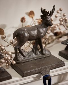 Metal Deer <b>Christmas</b> <b>Stocking</b> Holder Decorative Holiday Display Hook - Product Image 1