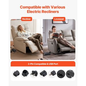 Batterie rechargeable au lithium-ion universelle à 2 broches pour fauteuil inclinable, 5000 mAh - Product Image 6