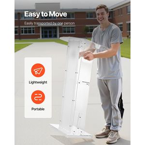 Podio in Acrilico da 43 Pollici, Scrivania Portatile per Laptop con Ampia Superficie di Lettura, Ripiano Portaoggetti e Ferma Libri per Conferenze - Product Image 6