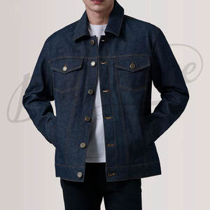 Veste en jean bleu foncé pour homme, boutonnée, manches longues, style décontracté, vêtement d'extérieur tendance - Product Image 5