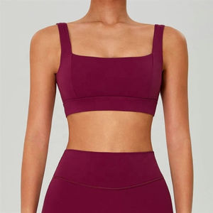 Top de yoga personalizable para mujer con cuello cuadrado, a prueba de golpes, de alto impacto, push-up, copa completa, sujetador deportivo sin espalda, sin aros y con espalda cruzada. - Product Image 1