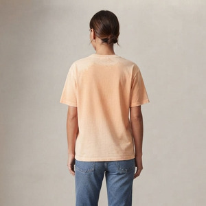 T-shirt en coton à manches courtes pour femme, coupe ample, col rond, couleur unie, décontracté, respirant, longueur normale, effet délavé soleil, printemps-été - Product Image 2