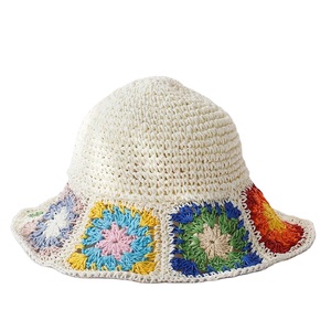 Sombrero de pescador de verano para mujer, visera vaquera con protección UV, gorra de paja Floral arcoíris para playa, protección solar óptima - Product Image 1