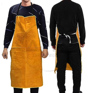 Tablier de soudeur en cuir anti-chaleur, long, avec poches renforcées et sangles réglables – Excellent rapport qualité-prix - Product Image 2