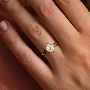 แหวนเพชรทรงแอสเชอร์คัท ทอง 14K ดีไซน์หรูหรา - Product Image 2