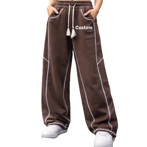 Beige Sweatpants With <b>White</b> Side Sweatpants <b>for</b> <b>Men</b> 100% Cotton High Quality Anti-Pilling Straight Pattern Casual Mid Waist - Product Image 5