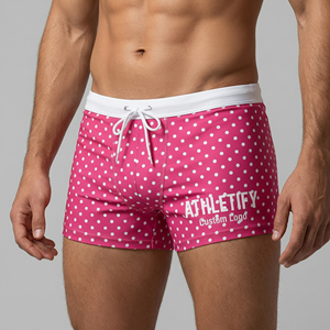 ATHLETIFY Short de bain personnalisé pour homme à séchage rapide avec impression de logo personnalisée + fermeture à cordon – Durable et confortable pour la plage/le sport - Product Image 1