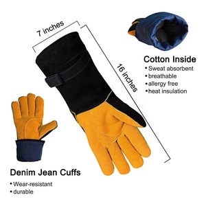 Gants de soudure en cuir de vachette renforcé, résistants à l'abrasion, ignifuges, pour la construction et la lutte contre les incendies - Product Image 6