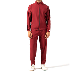 Men's <b>Red</b> Solid Streetwear Track Suit Full Zip Knitted Fleece 300 GSM ODM Winter Breathable - Product Image 1