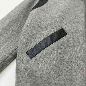 <b>Grey</b> Wool Body Varsity <b>Jacket</b> with Black Leather Accents | Classic Letterman Bomber | OEM Custom Private Label - Product Image 5