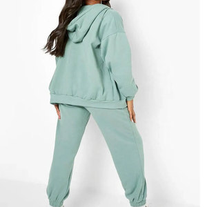 Conjunto Deportivo con Capucha para Mujer, Color Verde Menta, Manga Larga, Cierre Frontal con Cremallera, Corte Holgado Informal con Bolsillos Laterales - Product Image 4