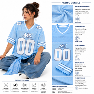 2027 Hot Sale Custom Printed V-Neck <b>Mesh</b> Football Jersey <b>Short</b> Sleeve Relaxed Fit Number Graphic Striped Sleeves Eco-Friendly - Product Image 4
