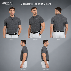 Camiseta de Golf ONETEN APPARELS con Microimpresión Frontal para Hombre, Manga Corta, Tejido Atlético, Corte Ajustado, Informal Elegante, Transpirable, 100% Algodón - Product Image 3