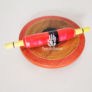 Rodillo de Madera con Patrón Geométrico Pintado a Mano, Ecológico, Chakla Belan - Product Image 3