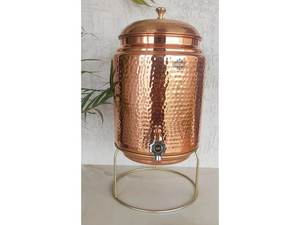 Ayurvedic Copper <b>Water</b> Dispenser with Brass Stand Custom Logo OEM ODM Factory Price - Product Image 5