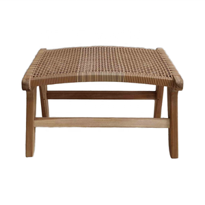 Modern Design Outdoor Garden Furniture PE Synthetic Rattan Wicker with Solid Teak Wood Footstool For Relax Ottoman Lounge <b>Chair</b> - Product Image 2