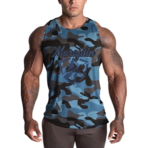 Custom Men Gym Camouflage Tank Top Breathable Workout Muscle Fit <b>Stringer</b> Sleeveless Fitness Sports <b>Vest</b> Cotton Camo Tank Tops - Product Image 4
