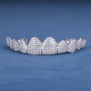 Bijouterie fine personnalisée Hip Hop glacé argent S925 10K 14K 18K or massif VVS Baguette Moissanite Lab Diamond Teeth Grillz - Product Image 2