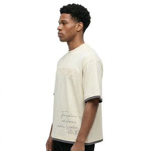 260Gsm Cotton Oversized Graphic Double-layer <b>Long</b>-<b>sleeved</b> <b>T</b>-<b>shirt</b> Distressed <b>t</b> <b>Shirts</b> for <b>Men</b> Custom - Product Image 1