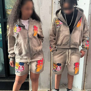 Custom Shorts <b>Set</b> Unisex Zip Up Hoodie And Shorts <b>Set</b> Men's Clothing New Styles Men's Printed <b>Knitted</b> Hooded Sweatshirt <b>Set</b> - Product Image 4