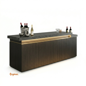 Ensemble de comptoir de bar contemporain en placage de bois de luxe Argmac, design personnalisé, durable, respectueux de l'environnement, pour la maison et l'hôtel - Product Image 2