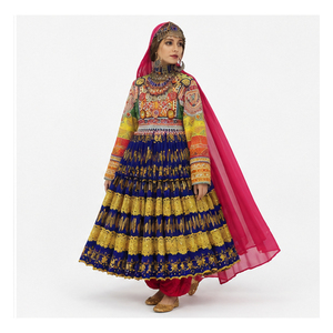 Vêtements ethniques traditionnels indiens et pakistanais, Lehenga Choli, robe de mariage en coton brodée, Dupatta, coupe ample, robe afghane Kuchi - Product Image 1