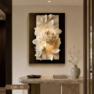 Cadre personnalisable Modèle C55-10 Peinture florale abstraite Moderne Art mural en verre trempé fait main Miroir élégant pour la maison - Product Image 3
